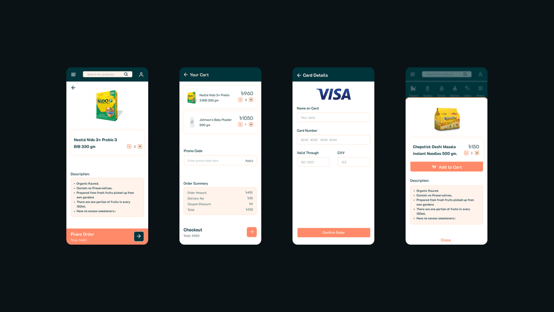 UI UX design of babybare mobile app.
